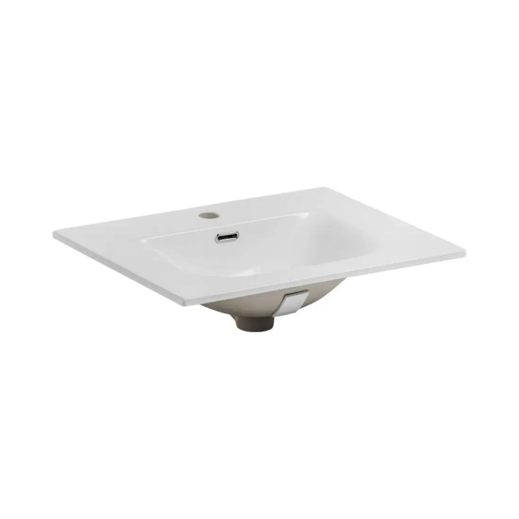 Set da bagno NATURA 60cm: mobile sottolavabo in legno chiaro con scanalature verticali + lavabo incassato