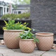 SET DI VASI IN CERAMICA 3 PEZZI Ø 38,5/30,5/23 cm BEIGE
