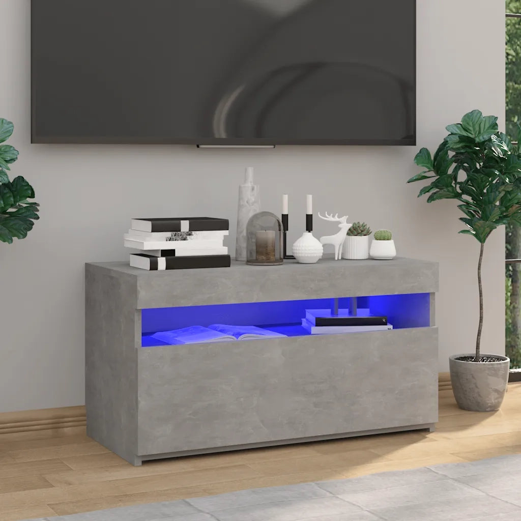 Mobile TV | Armadietto TV | Mobile Porta TV con Luci LED Grigio Cemento 75x35x40 cm
