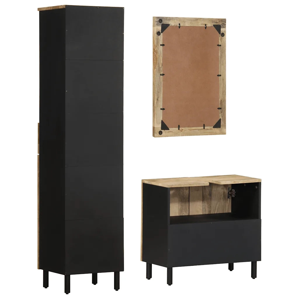 vidaXL Set Mobili da Bagno 3pz in Legno Massello di Mango