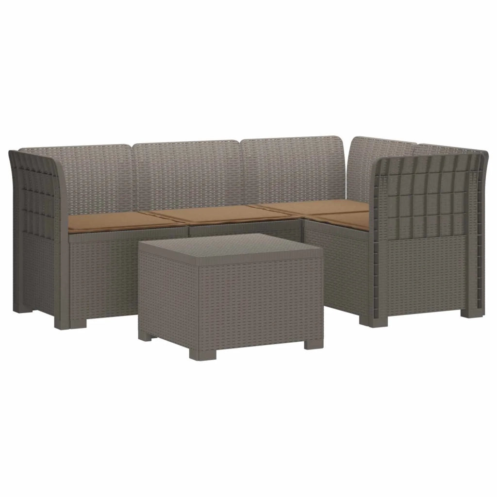 Divano da giardino 4 posti con cuscini aspetto rattan PP 3444012