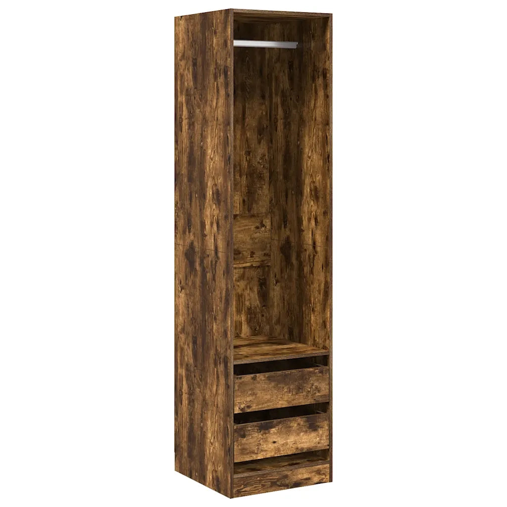 Armadio con Cassetti Rovere Fumo 50x50x200 cm Legno Multistrato