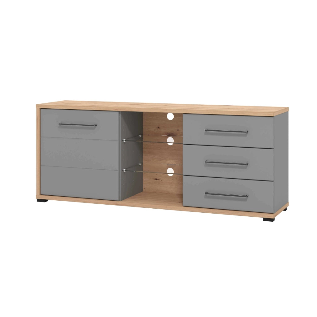 porta tv un anta tre cassetti moderno minimal in legno cm 161 5x40x65 h - ELLI