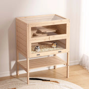 Gabbia per roditori piccoli animali a 3 livelli in legno e plexiglas con tetto apribile