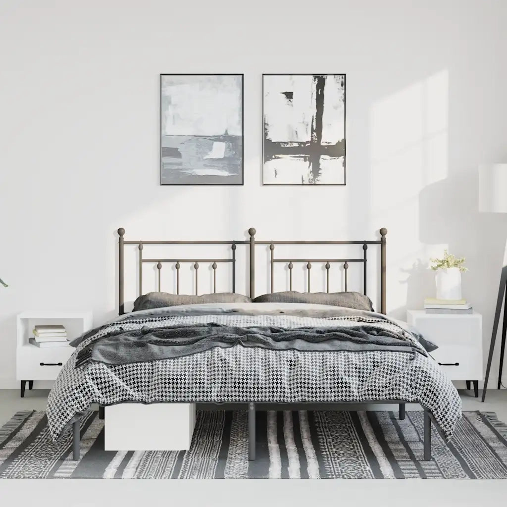 Giroletto con Testiera in Metallo Nero 135x190 cm