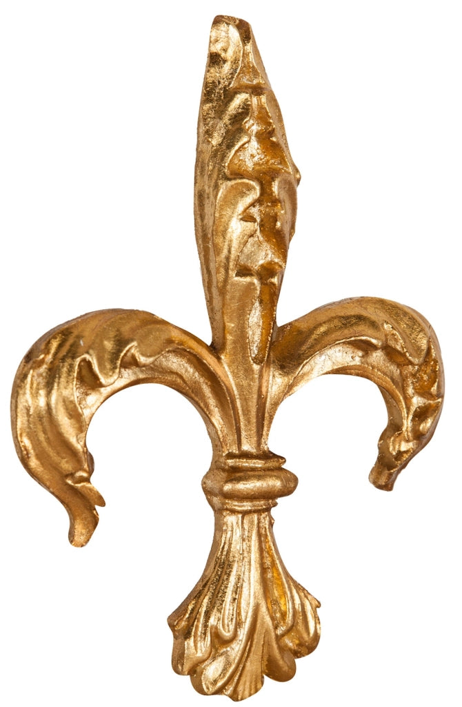 Biscottini Giglio fiorentino in legno finitura foglia oro anticato L14xPR2,5xH19 cm Made in Italy
