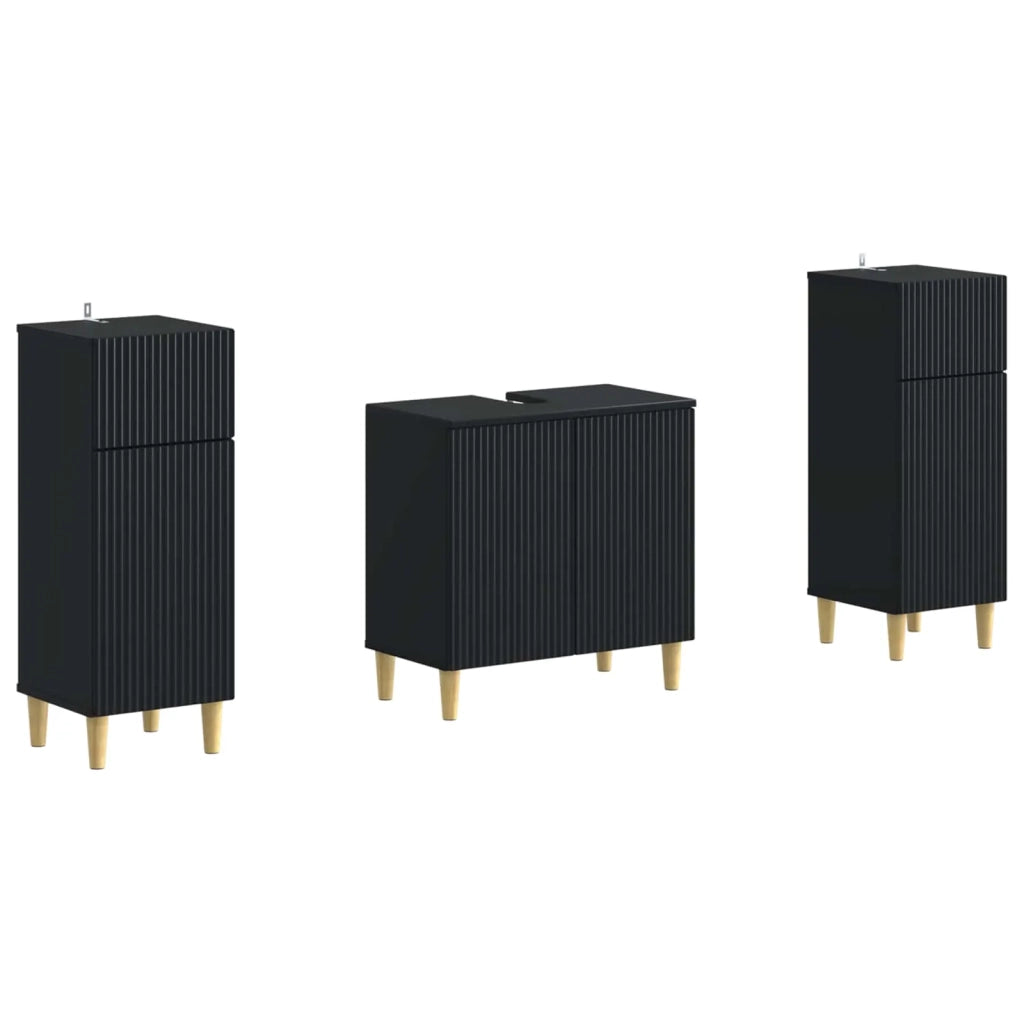 Set di Armadi da Bagno da 2 Pezzi ARNHEM Nero 3418009