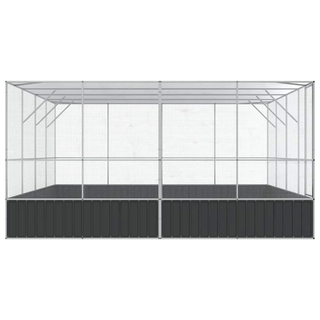 Voliera in gabbia argentata 418 x 414 x 212 cm acciaio 02_0045641