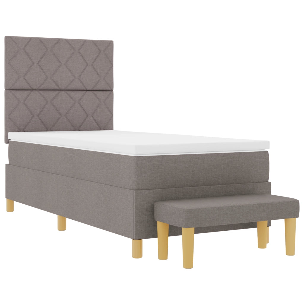 Letto con Molle con Materasso e Panchina Tortora 100x200 cm Tessuto