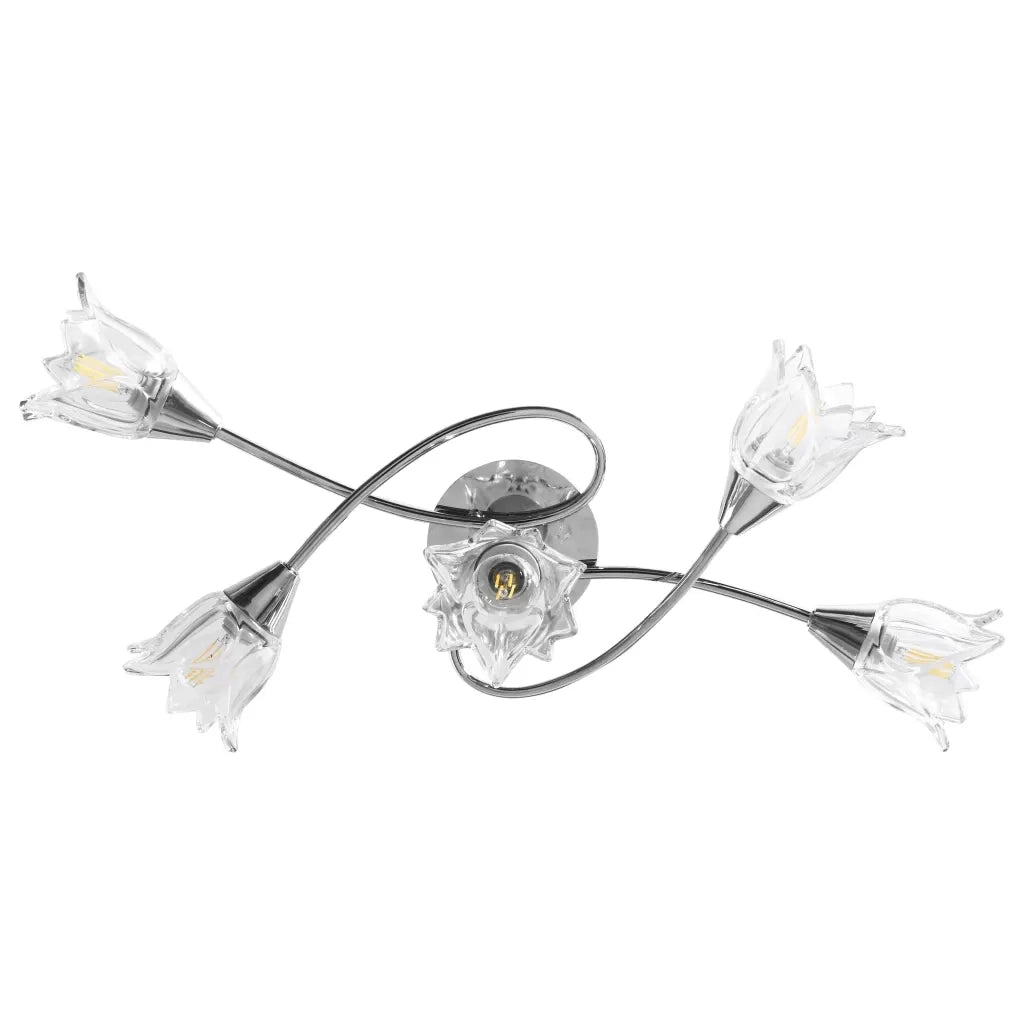 Lampadario con Paralumi in Vetro per 5 Lampadine E14 Tulipano CFW3406562