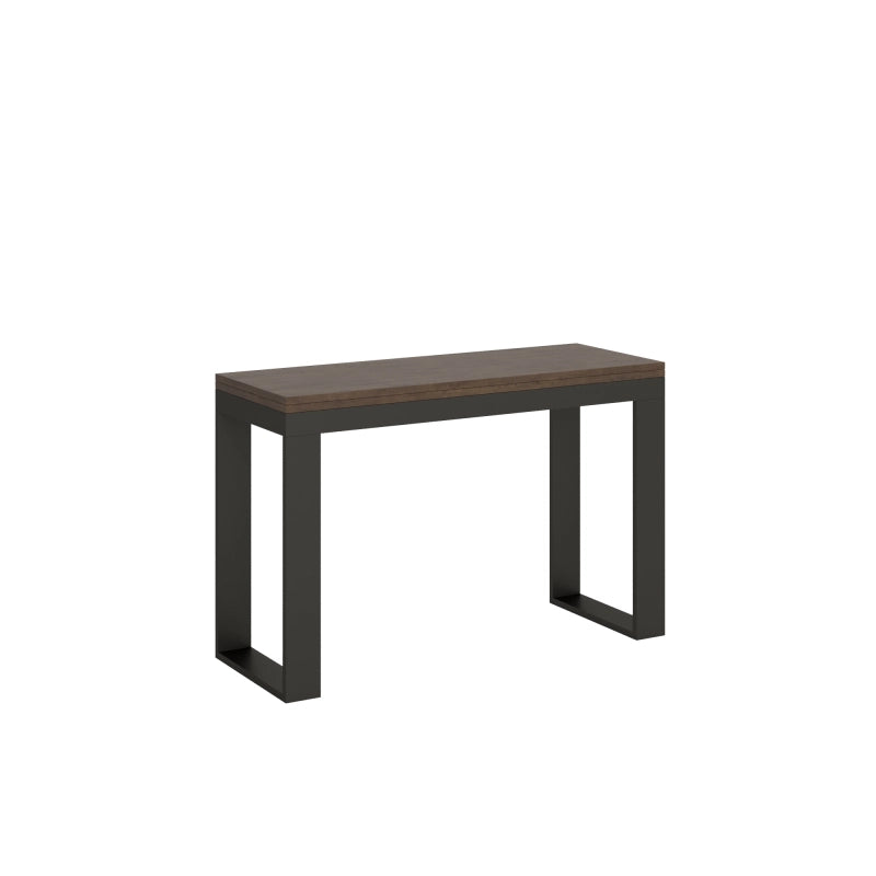 Tavolo apribile 120/200x45/90 cm Tecno Double telaio Antracite - Noce