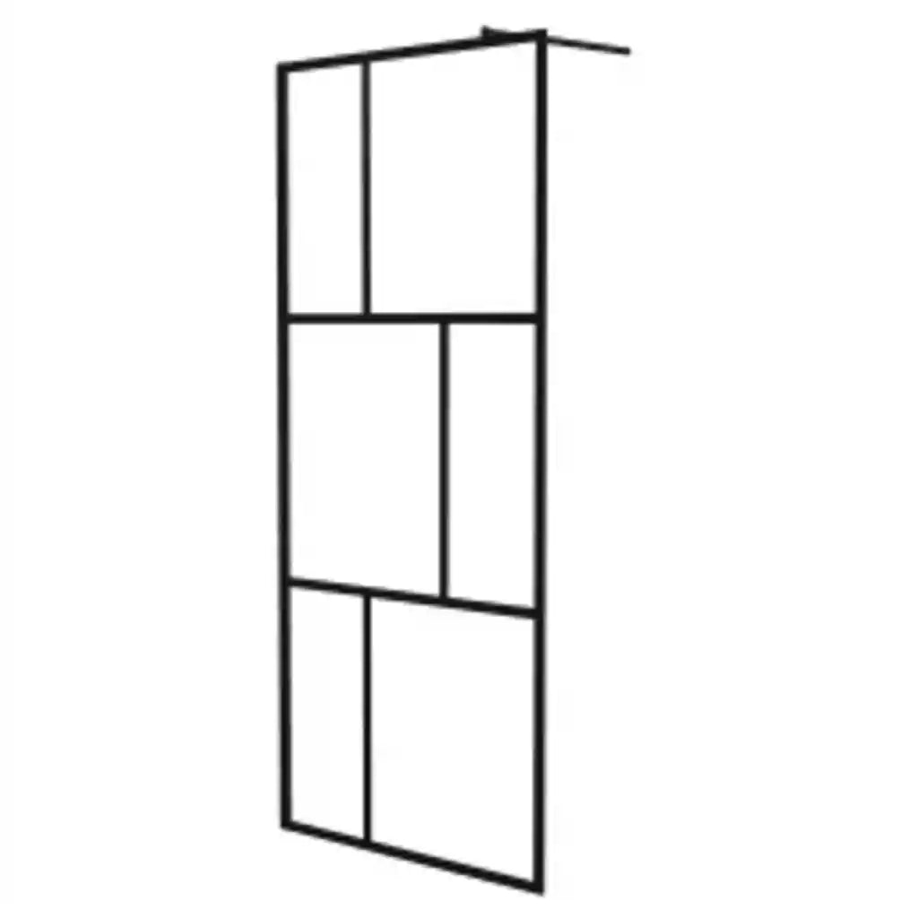 Parete per Doccia Walk-in in Vetro Temperato Nera 90x195 cm