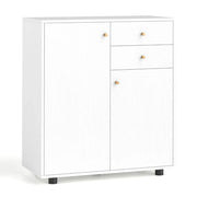 Mobile bar in legno bianco con 3 ripiani regolabili e 2 cassetti per cucina moderna 20_0019136