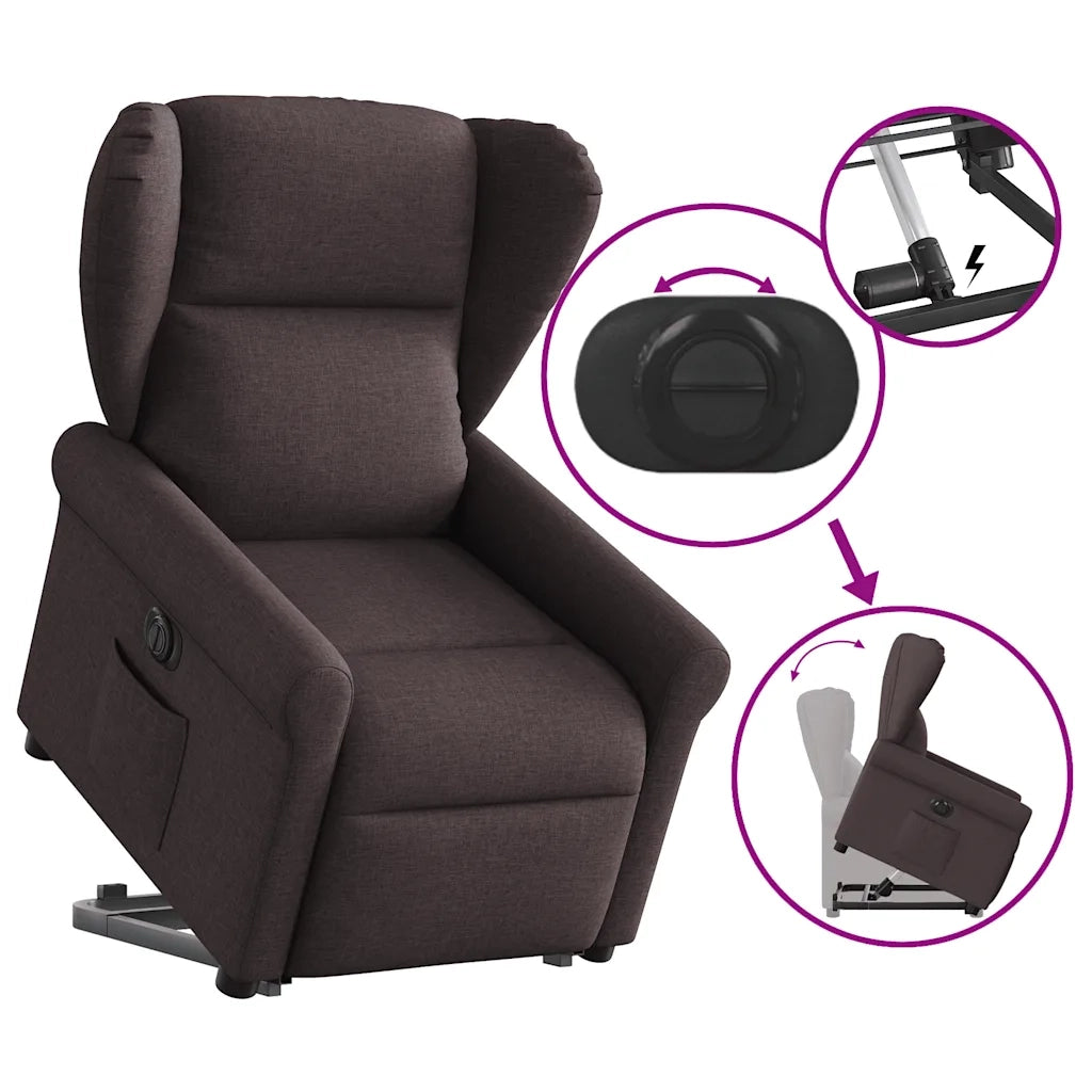 Poltrona Alzapersona Reclinante Elettrica Marrone Scuro Tessuto 3303399