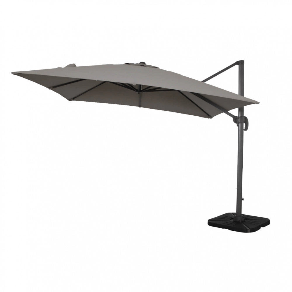 Ombrellone da Giardino Saturno Decentrato 3x3m in Alluminio Bianco Telo Grigio
