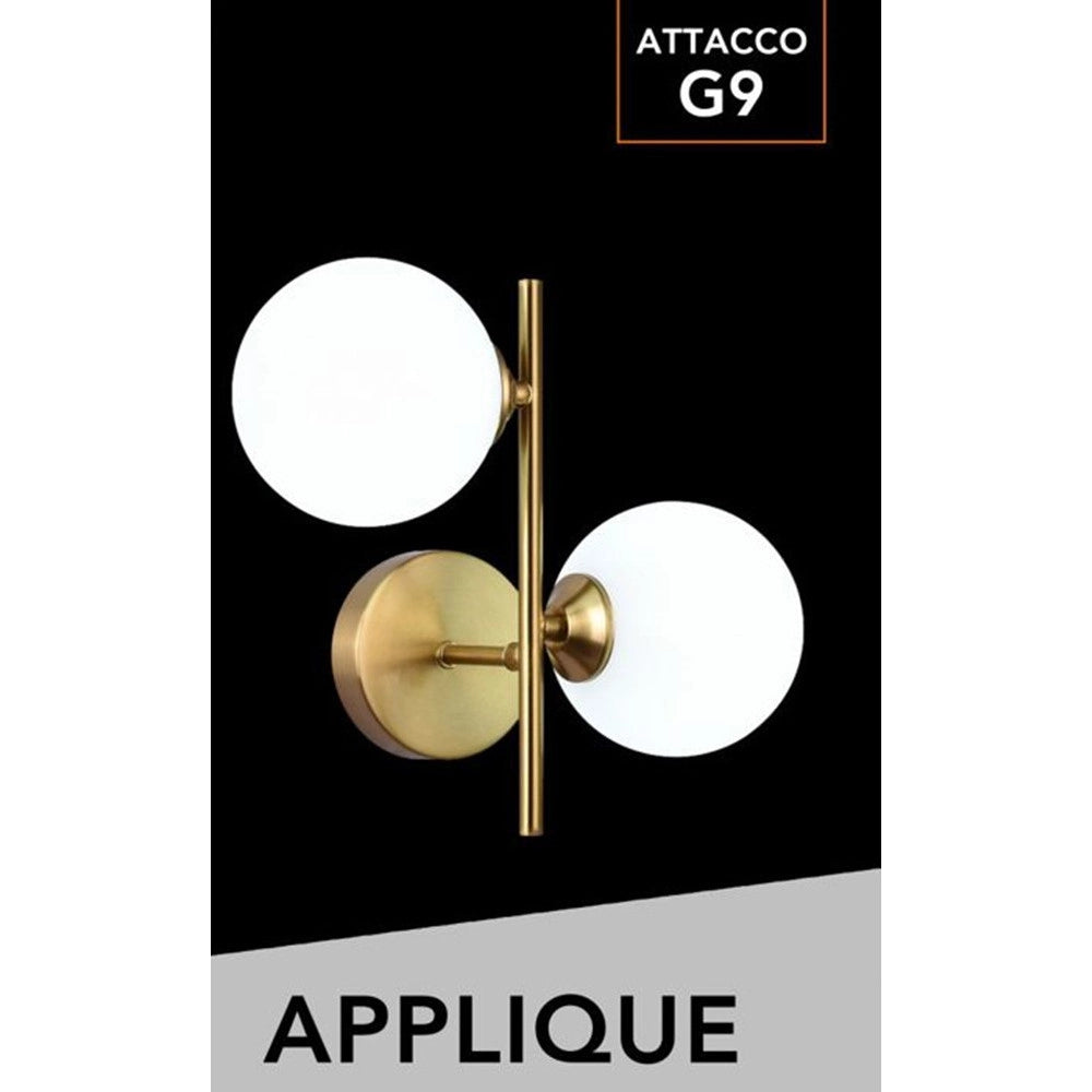 Trade Shop - Applique Da Parete Lampada Da Muro In Metallo Bronzo Con 2 Sfere Attacco G9 Ip20 Aq42 -