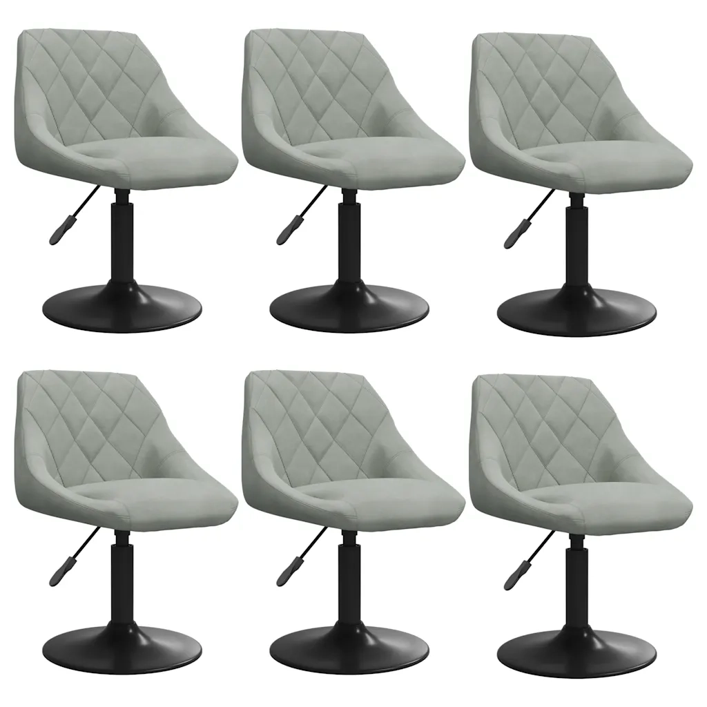 Sedie da Pranzo Girevoli 6 pz Grigio Chiaro in Velluto 3088802