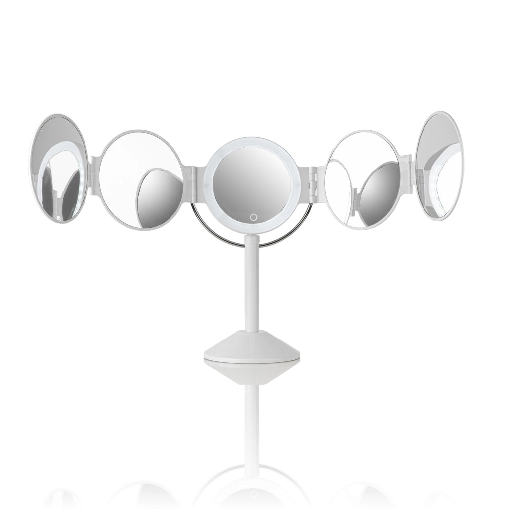 Specchio da tavolo con led in plastica bianco cm. L.25xP.20,5xH.46,5