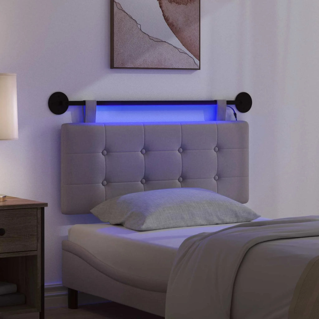 Testiera | Testata sospesa Con luce LED Tortora Tessuto