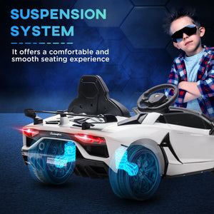 Macchina Elettrica per Bambini 12V con Licenza Lamborghini Aventador SVJ Roadster Bianco