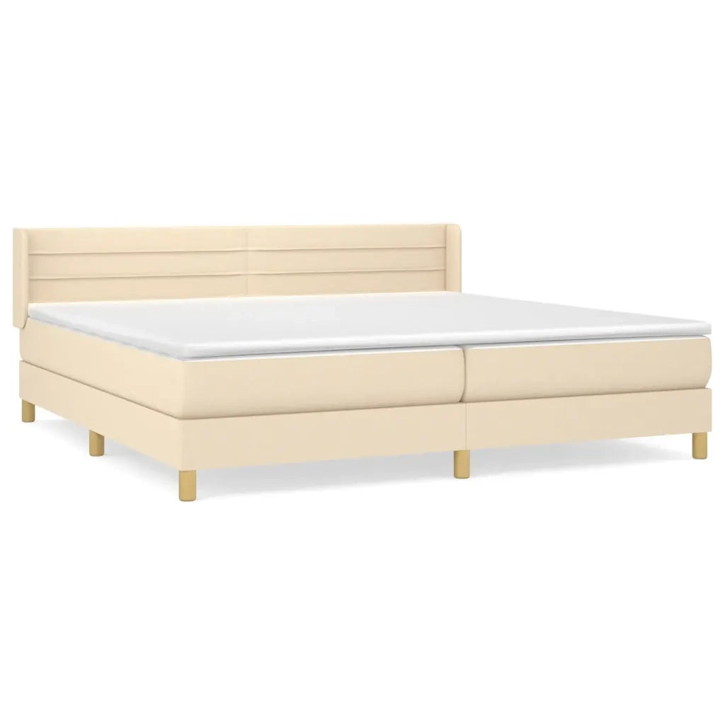 Giroletto a Molle con Materasso Crema 200x200 cm in Tessuto 3130382