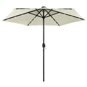Ombrellone con illuminazione a LED e asta in alluminio da 270 cm colore bianco sabbia codice 02_0008075