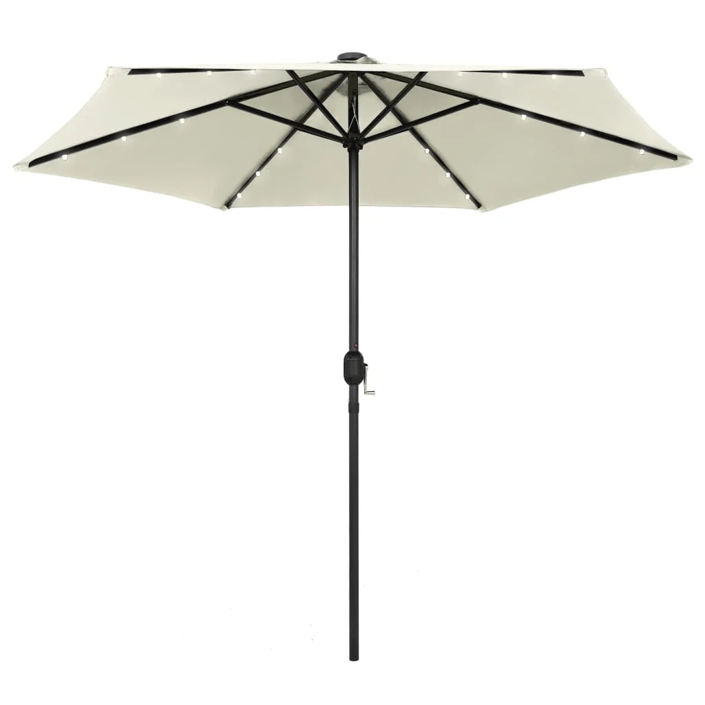 Ombrellone con illuminazione a LED e asta in alluminio da 270 cm colore bianco sabbia codice 02_0008075