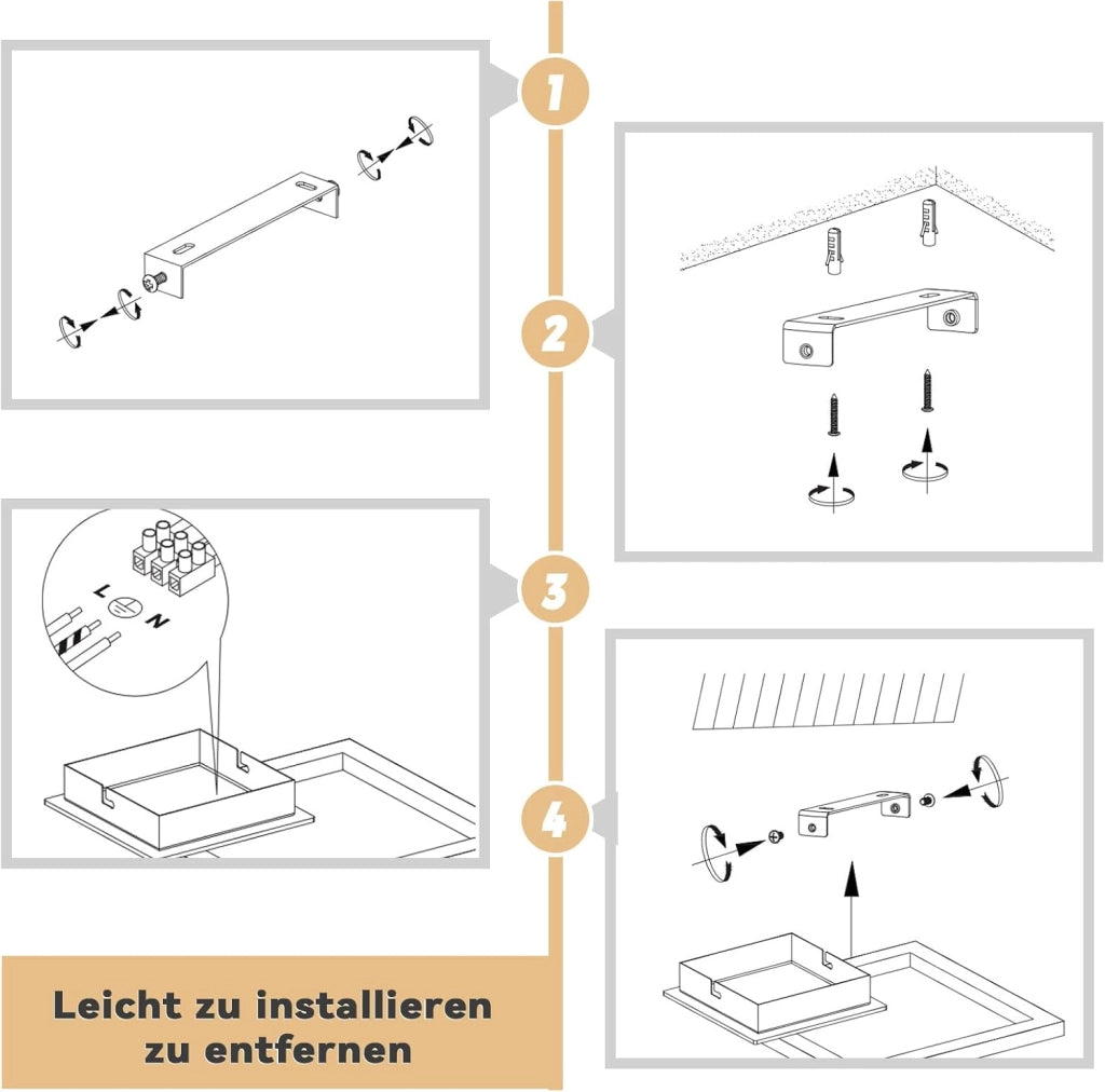 ZMH Lampada da Soffitto LED 3000K Luce Calda Moderna 12W Piccola in Legno Quadrata Nera per Corridoio Soggiorno