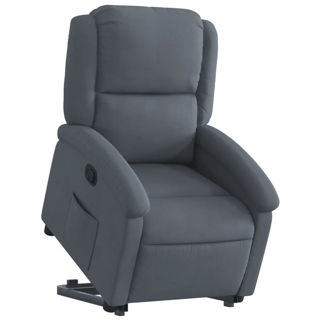 Divano Sedia-Poltrona Alzapersona Reclinabile Grigio Scuro in Velluto 639529