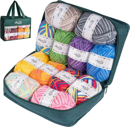 Filato Acrilico a Doppia Trama Colorato per Artigianato di Maglia DIY - 12 * 50g Skeine