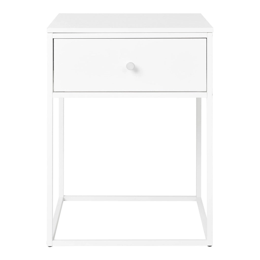 Comodino Vita, Bianco, Metallo, 40x40x55 cm
