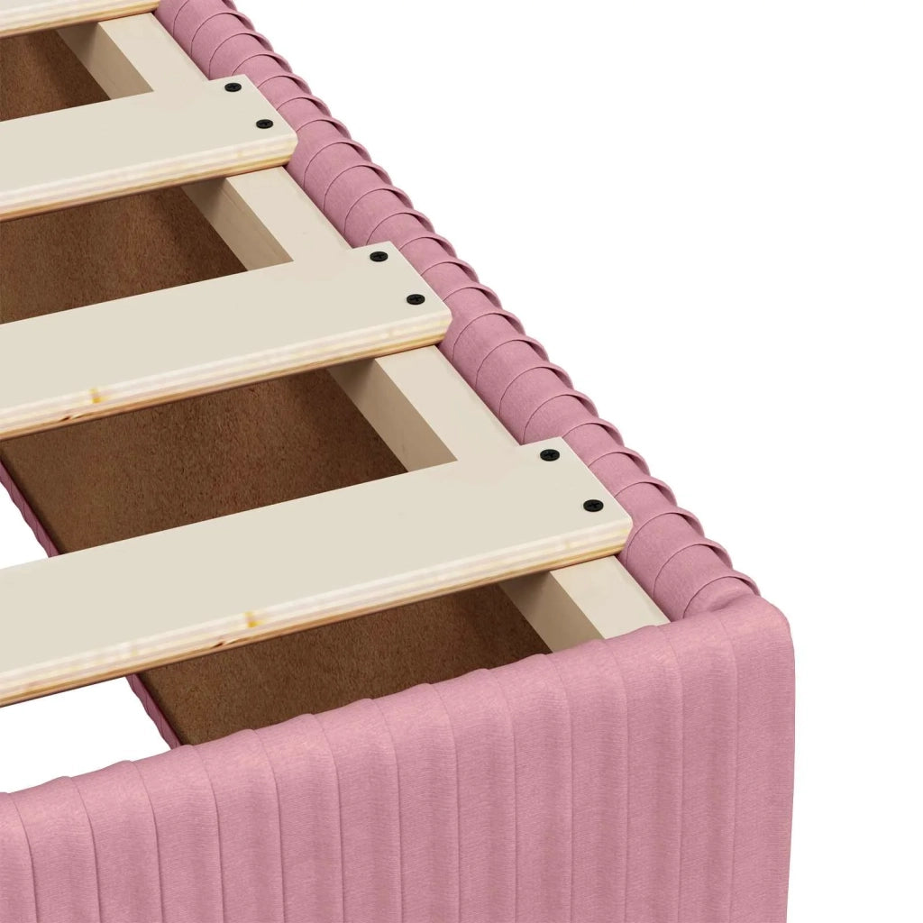 Letto Box Spring LED con Materasso Rosa 90 x 190 cm Velluto 3455980