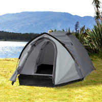 Tenda da Campeggio 4 Persone 325x183x130 cm con Vestibolo e Finestre Grigia