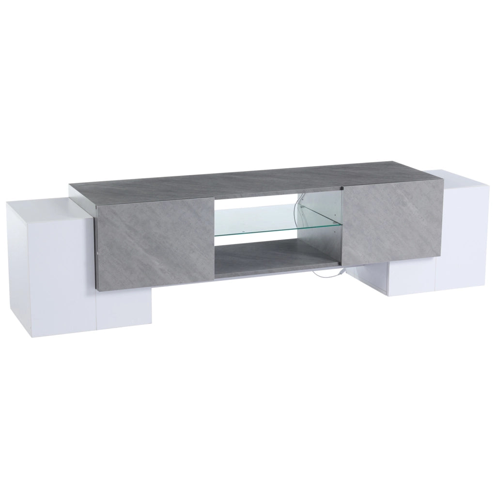 mobile TV 180 x 40 x 46,5 cm bianco e grigio con LED Bluetooth e vani
