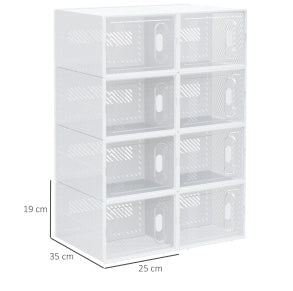 Scarpiera modulare con 8 vani in plastica trasparente, 25x35x19 cm per vano