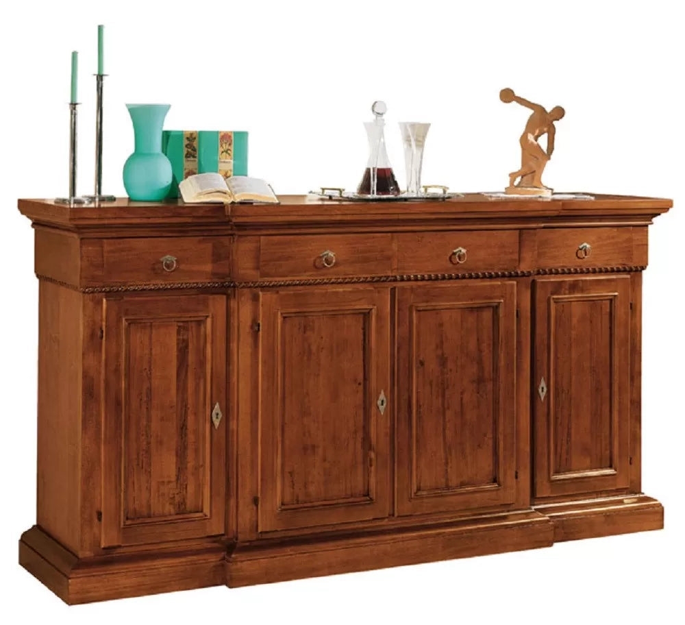Madia credenza 4 porte 4 cassetti in legno arte povera l. 224  p.52  h.115 - Mobili 2G