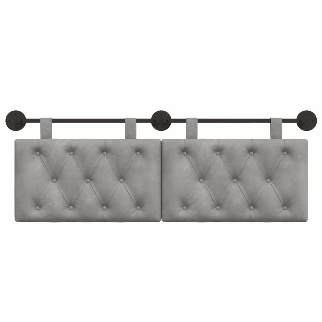 Testiera sospesa Con luce LED Grigio Chiaro Velluto