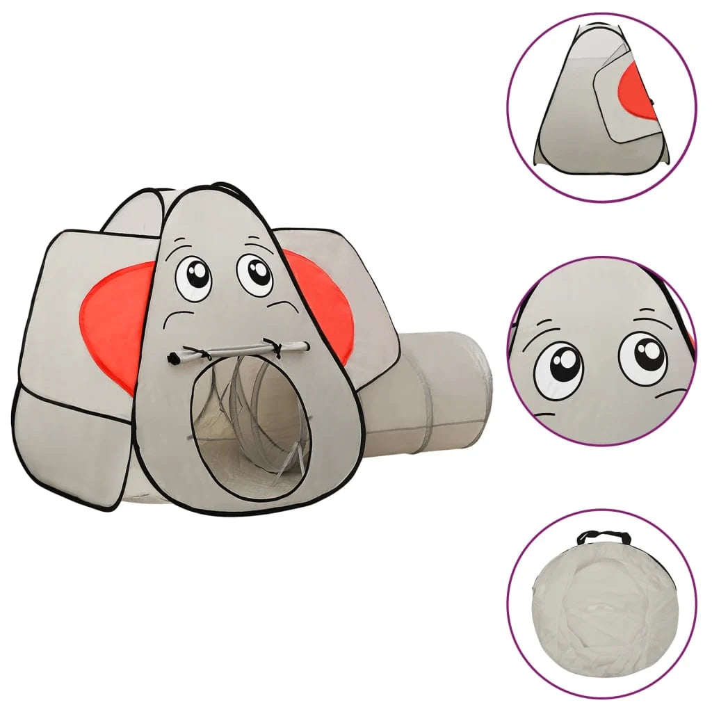 Tenda da gioco per bambini con 250 palline a forma di elefante 174 x 86 x 101 cm grigio 02_0005167