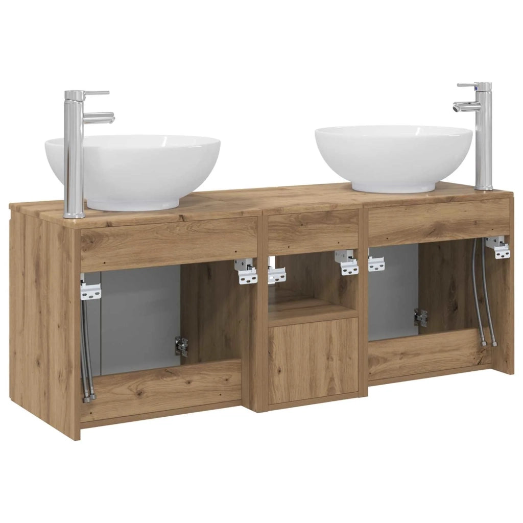 Set di Armadi da Bagno 3 pz Rovere Artigianale 3405706