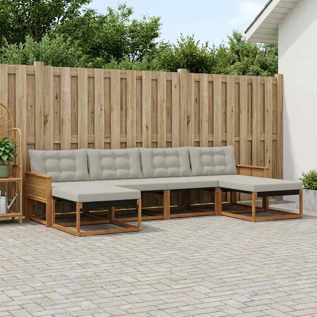 Set di divani da esterno 6 pz Naturale e Grigio Chiaro 3381603