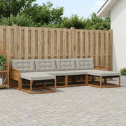 Set di divani da esterno 6 pz Naturale e Grigio Chiaro 3381603