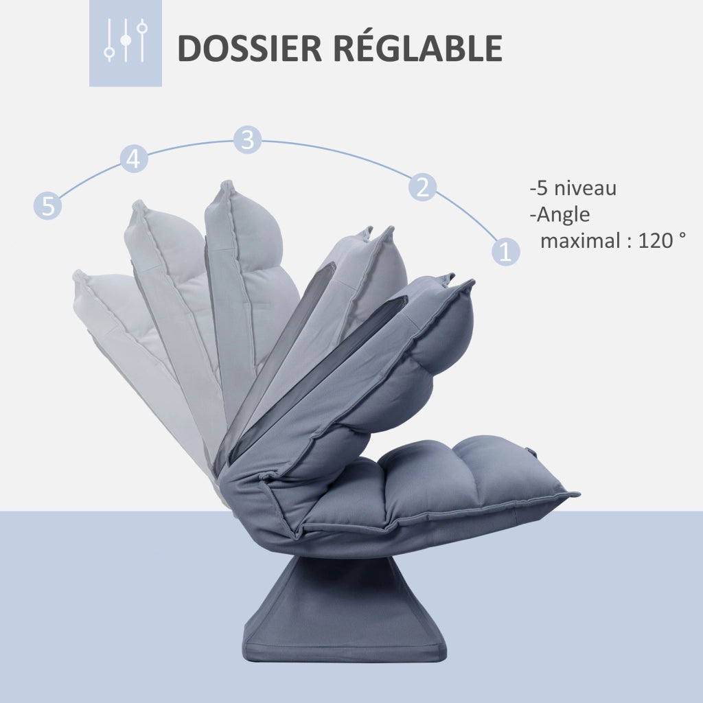 Poltrona girevole reclinabile con schienale imbottito ¨C zephmum ¨C 62x70x95 cm grigio