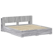 Letto matrimoniale | Letto per adulti | Telaio del letto con storage Sonoma grigio 200 x 200 cm