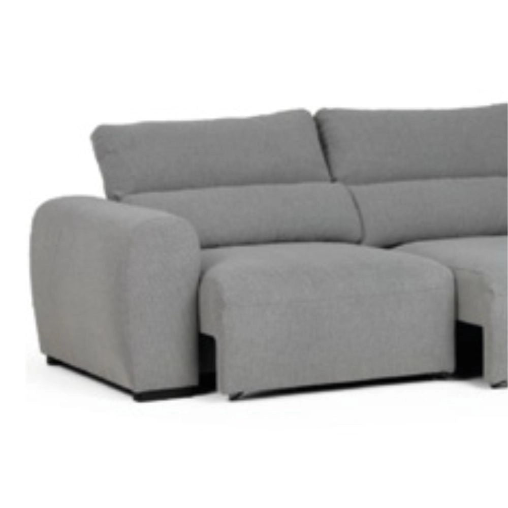 Divano 2 posti extra large tessuto grigio con seduta a slitta Leora 251x112.5x102H