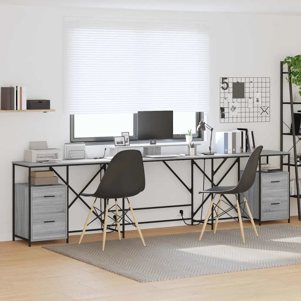 vidaXL Scrivania Grigio sonoma 182 x 101 x 87.5 cm Legno multistrato