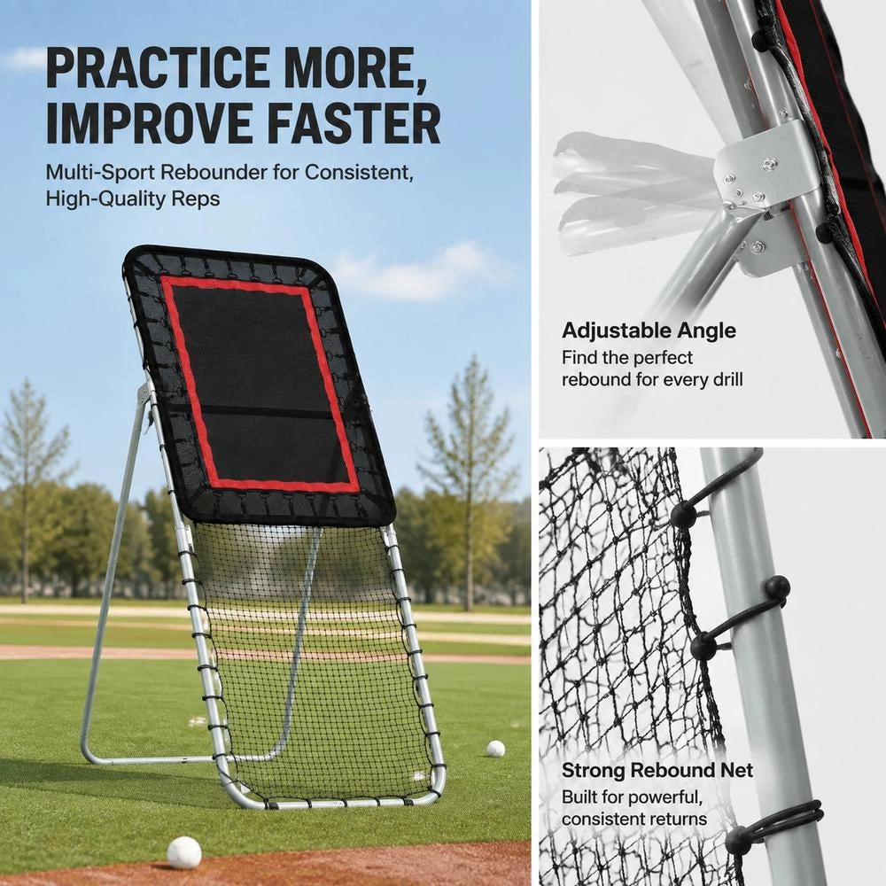 Collapsible Lacrosse Rebounder For The Backyard, 90 X 240 Cm Volleyball Return Net, Pitchback/throwback/baseball/softball Return Training Screen, Adjustable Angle, Shooting Practice Wall, Black