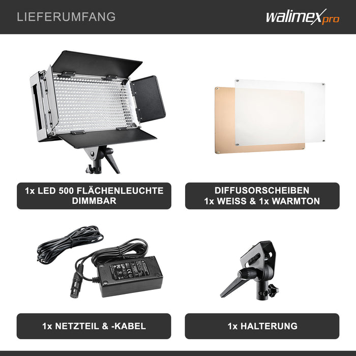 Luce a pannello LED 500 per fotografia, Faro fotografico dimmerabile con display LCD e touchscreen, per foto e video professionali