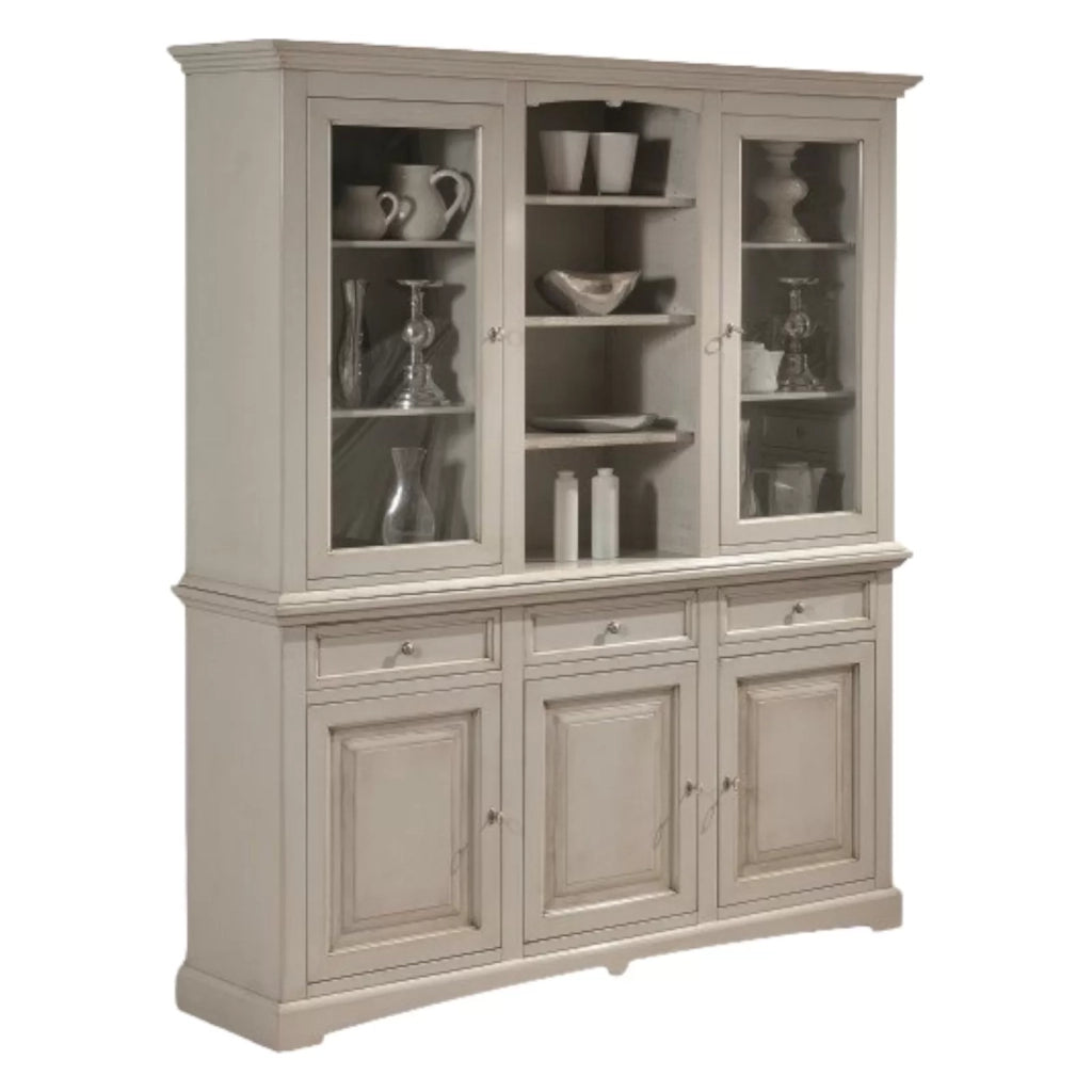 Cristalleria in legno 3 ante laccata grigio patinato misura l.170 p.46 h.215 - Mobili 2G