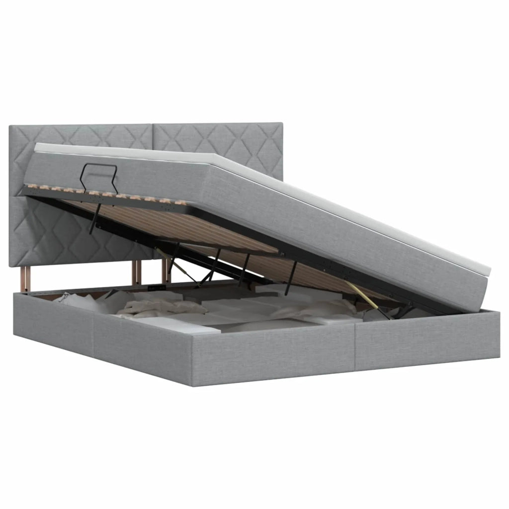Letto con contenitore e materasso Grigio Chiaro 140 x 190 cm 3459564