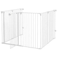 Cancellino per Cani di Taglia Media Pieghevole a 6 Pannelli, in Acciaio e Plastica, 123x102x100 cm, Bianco